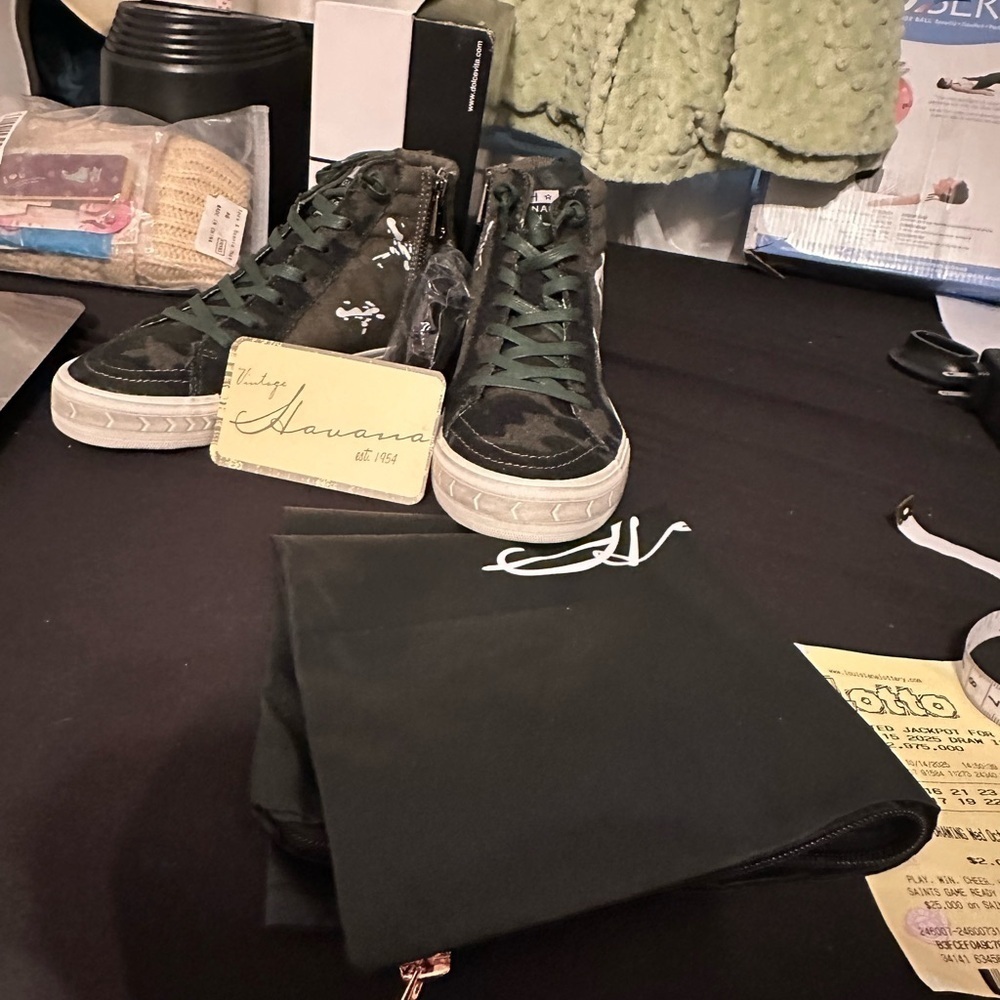 Vintage Havana Green and Camo High-Top Sneakers